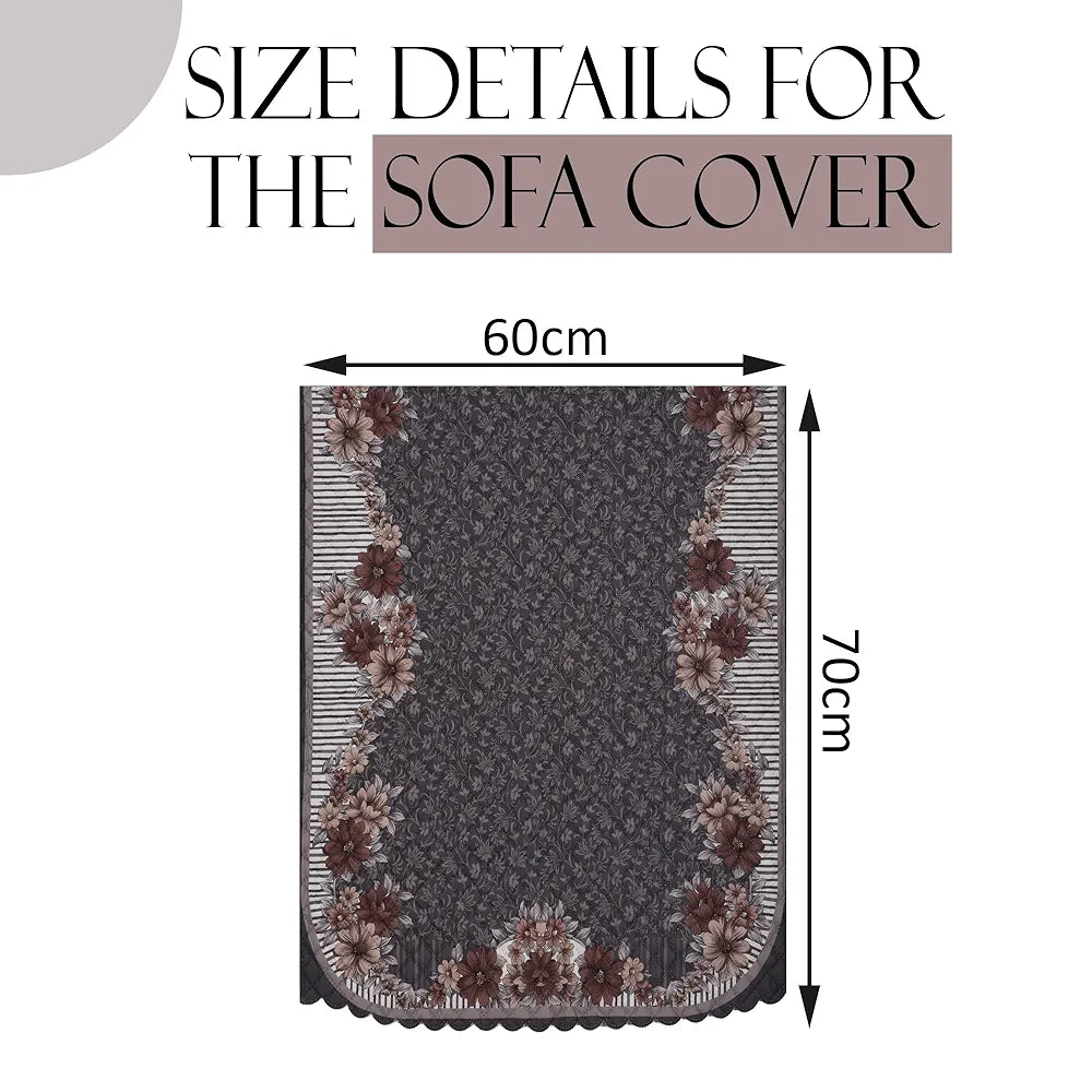 Kuber Industries Set of 6 Durable 2+1 Seater Sofa Cover for Living Room | Easy Machine Washable Sofe ke cover for Protection & Comfort for Home Furniture | Floral Print - Dark Olive Green